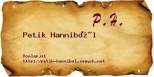 Petik Hannibál névjegykártya